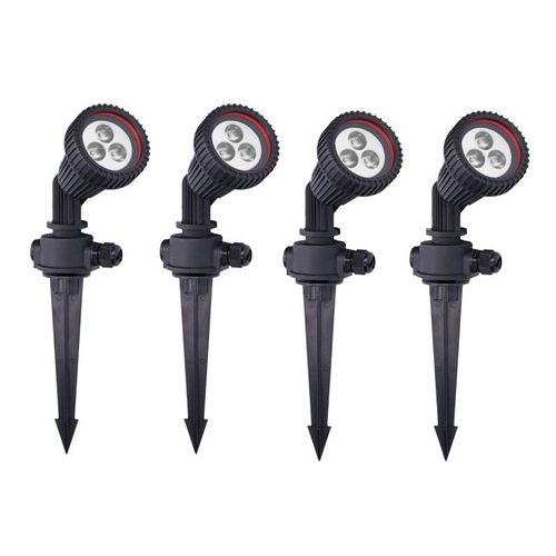 Projecteur Extérieur (4 Pcs) Gu10 Piquet De Jardin Noir Tidian