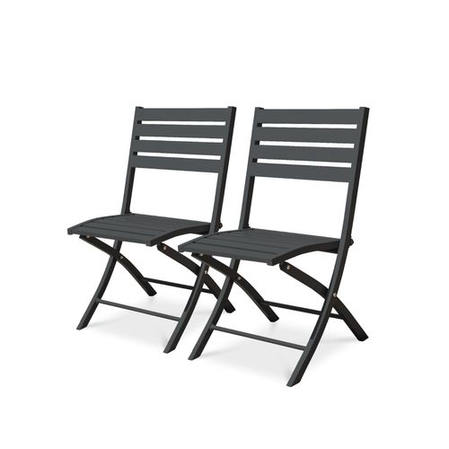 Lot De 2 Chaises De Jardin En Aluminium Gris Anthracite