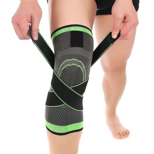 L - Genouillères De Sport En Nylon Élastique, Genouillères De Soutien, Manchons De Compression Pour Le Basket-Ball - Green