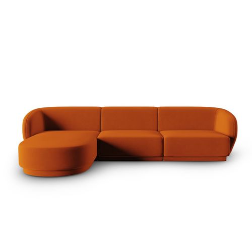 Canapé D'angle Gauche Modulable 4 Places En Velours Terracotta