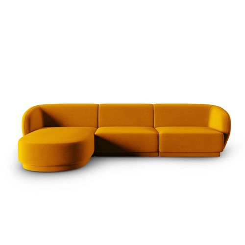 Canapé D'angle Gauche Modulable 4 Places En Velours Jaune