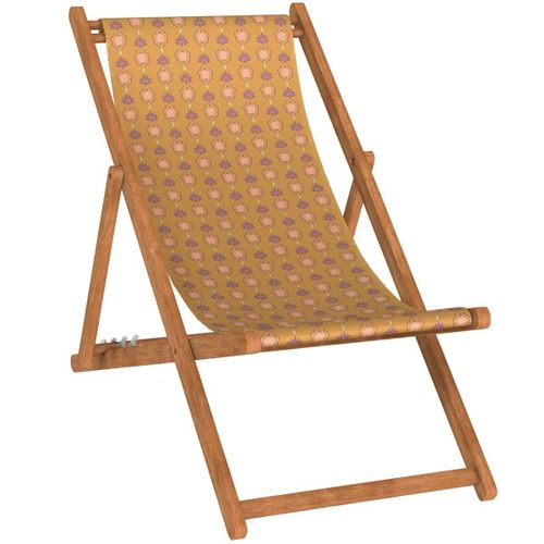 Chilienne Pliante En Hêtre Et Toile Outdoor Motif Ananas Tabac