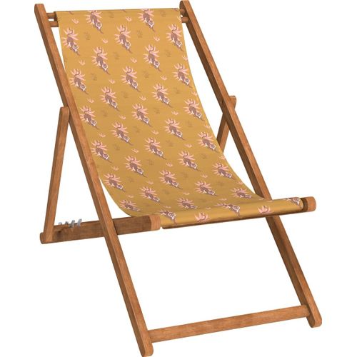 Chilienne Pliante En Hêtre Et Toile Outdoor Motif Tigres Tabac