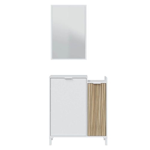 Meuble D'entrée 2 Portes Et 1 Miroir L91 Cm