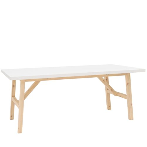 Table À Manger En Bois De Sapin Blanc 200x75cm