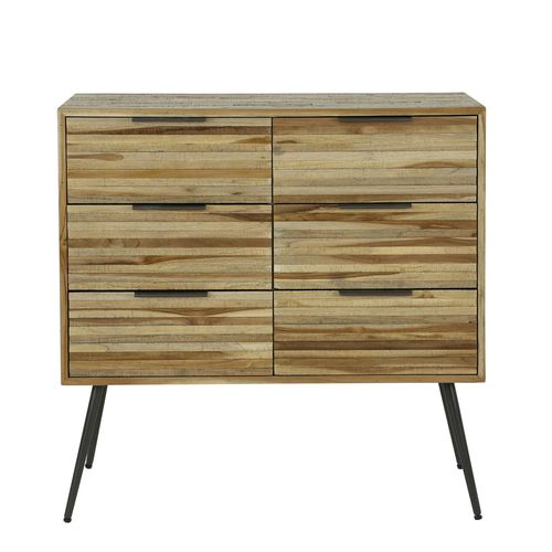 Commode Moderne 6 Tiroirs En Lamelles De Teck Recyclé