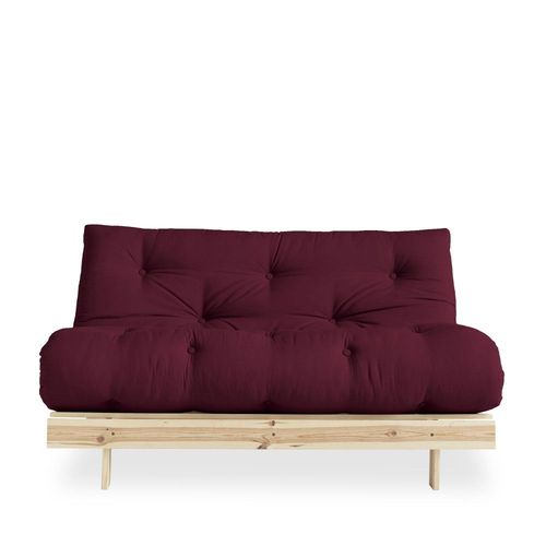 Canapé Convertible En Bois Et Tissu 2 Places - Bordeaux