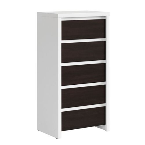 Chiffonnier 5 Tiroirs Stratifiés Blanc Et Naturel