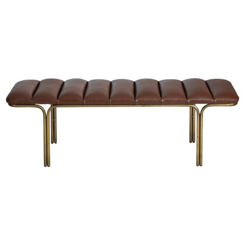 Banc En Cuir Et Croûte De Cuir Marron 139 Cm