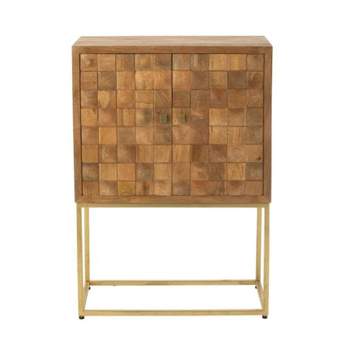 Commode Bois Manguier Pied Métal Or 76x40x122cm