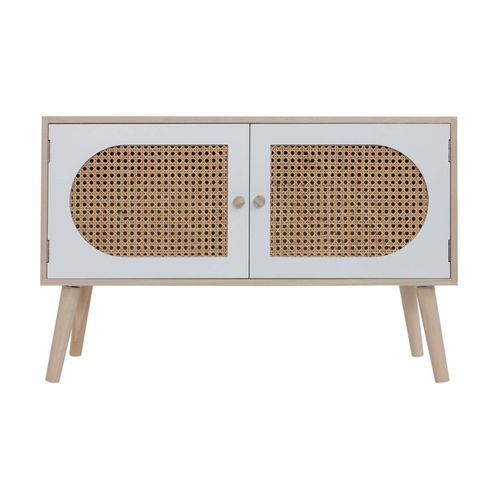 Buffet Bas 2 Portes En Bois Blanc Et Marron