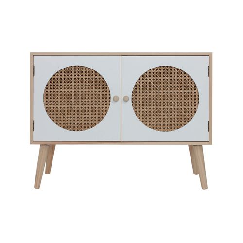 Buffet Bas De Style Scandinave Avec 2 Portes En Bois Marron Et Blanc