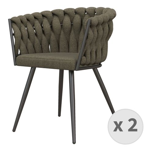 Tessa-Fauteuil De Table En Tissutaupe Et Métal Noir Mat (X2)
