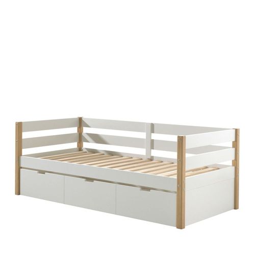 Drawer - Tourco - Lit Enfant Banquette 1 Tiroir En Bois 90x200cm - Blanc