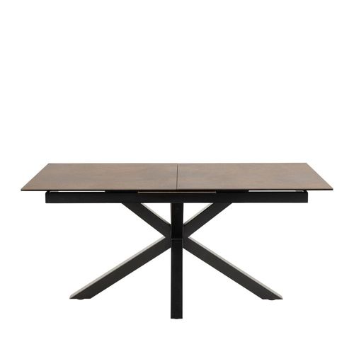 Drawer - Eurame - Table À Manger Extensible 6 À 8 Places En Céramique Et Métal 168-210x90cm - Marron