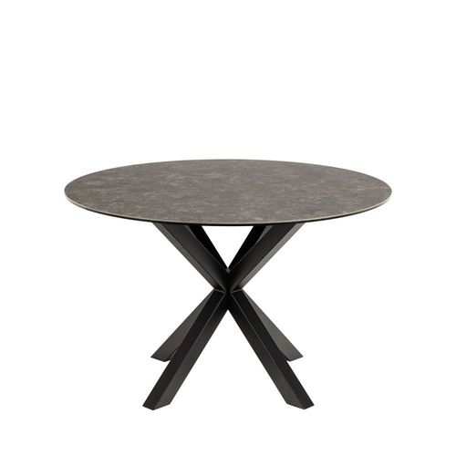 Drawer - Eurame - Table À Manger Ronde 4 Places En Céramique Et Métal Ø119cm - Marron