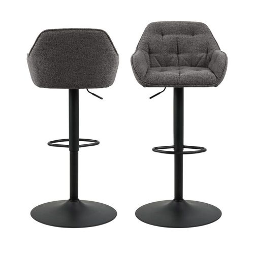 Drawer - Capito - Lot De 2 Tabourets De Bar Réglables En Tissu Et Métal H63-84cm - Gris