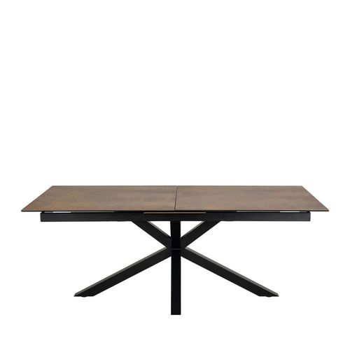 Drawer - Eurame - Table À Manger Extensible 6 À 12 Personnes En Céramique Et Métal 200-240x100cm - Marron