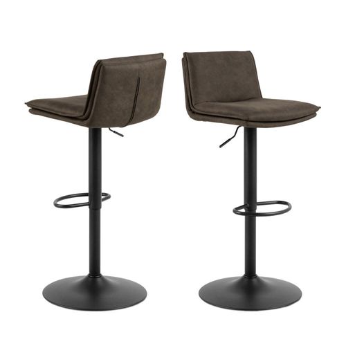 Drawer - Eurame - Lot De 2 Tabourets De Bar Réglables En Suédine Et Métal H68-89cm - Marron