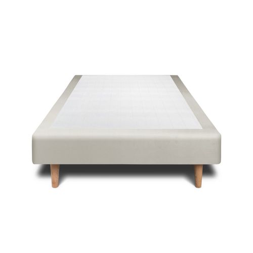Sommier Tapissier Velours Taupe 100x200 H35cm