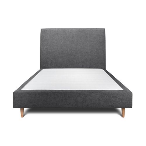 Lit 140x190cm Avec Tête De Lit Tapissier Tissu Et Sommier Tapissier Noir - Hauteur Totale : 35cm