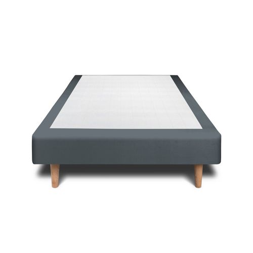 Sommier Tapissier Velours Gris Anthracite 100x200 H35cm