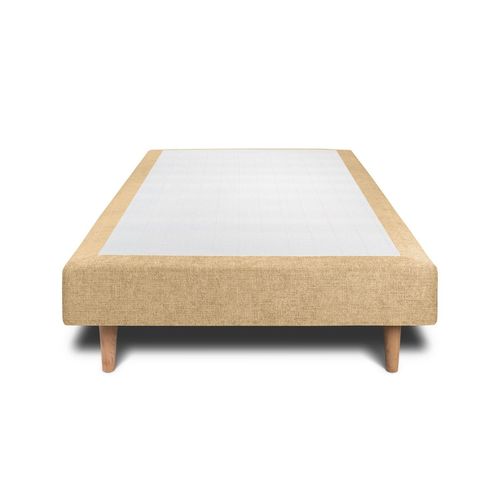 Sommier Tapissier Tissu Jaune 100x200 H35cm