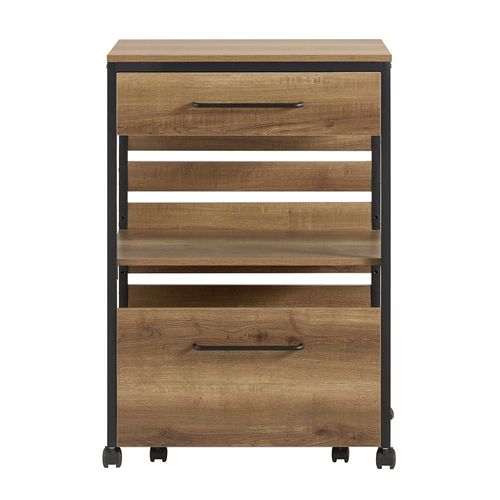 Sobuy Fkw118-Pf Desserte De Cuisine Roulante Chariot Meuble De Rangement À Roulettes Avec 2 Tiroirs Et Etagère, Cadre En Acier Stable, Industriel