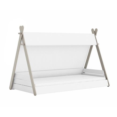 Lit Totem Pour Enfant 90x200 Cm Taupe Et Blanc