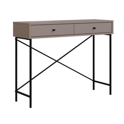 Console 2 Tiroirs Couleur Moka Et Pieds En Métal - L110 Cm