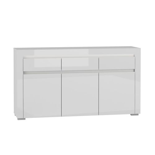 Buffet 3 Portes 3 Tiroirs Led Inclus Stratifiés Blanc