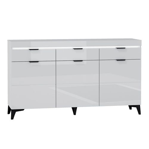 Buffet 3 Portes 3 Tiroirs Led Inclus Stratifiés Blanc