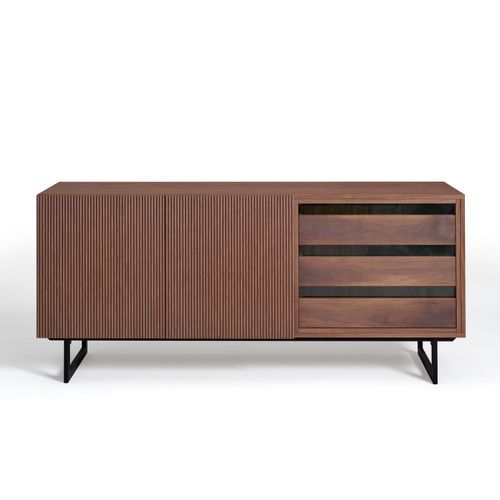 Buffet En Noyer 2 Portes Et 3 Tiroirs