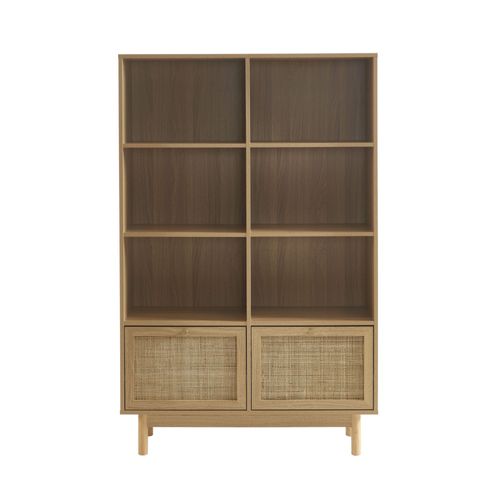 Bibliothèque Effet Chêne Et Cannage Rotin 100cm