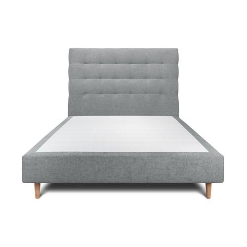 Lit 150x190cm Avec Tête De Lit Capitonnee Tissu Et Sommier Tapissier Gris Anthracite - Hauteur Totale : 35cm