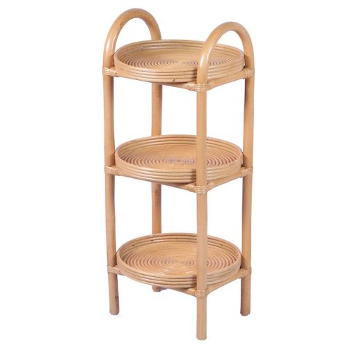 Decoclico - Guéridon 3 Niveaux En Rotin Lamellé Collé - Marron