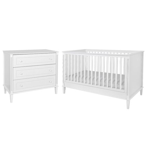 Lit Évolutif 70x140 Commode 3 Tiroirs Blanc