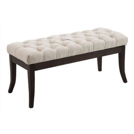 Banquette Avec Pieds En Bois Assise En Tissu Crème