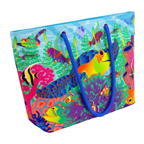 Sac cabas bleu polyester 48 x 34 x 14 cm