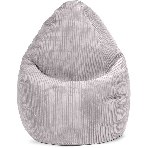 Pouf Poire Xl D'intérieur Velours Grosse Cote Gris Clair 70x110cm