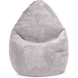 Pouf Poire Xl D'intérieur Velours Grosse Cote Gris Clair 70x110cm