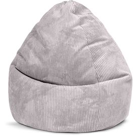 Pouf Poire Xxl D'intérieur Velours Grosse Cote Gris Clair 80x130cm
