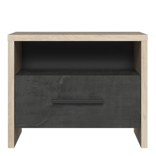 Chevet 1 Tiroir Et 1 Niche L49.6 Cm - Décor Chêne Et Noir