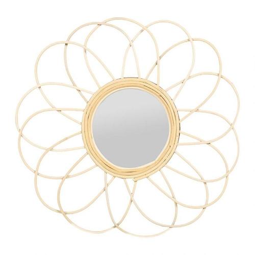 Miroir marguerite rotin D38,5cm