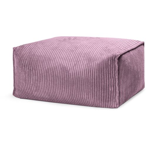 Pouf Repose Pied Carré Velours Grosse Cote Mauve 55x65x35cm