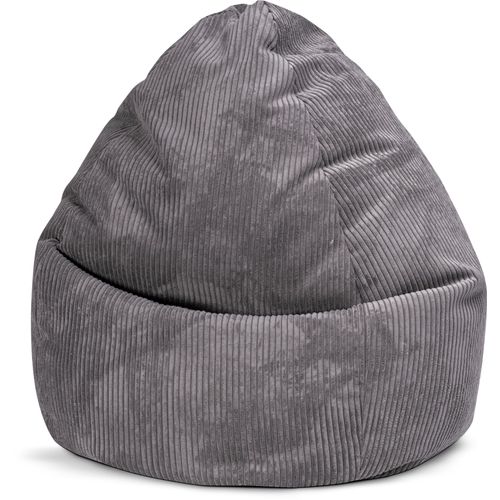Pouf Poire Xxl D'intérieur Velours Grosse Cote Anthracite 80x130cm