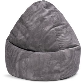 Pouf Poire Xxl D'intérieur Velours Grosse Cote Anthracite 80x130cm