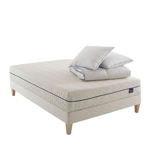 Ensemble Matelas Naturel Ressorts Latex, Sommier, Pieds 180x200