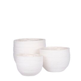 3 Cache-Pots En Papier Blanc Cassé D26