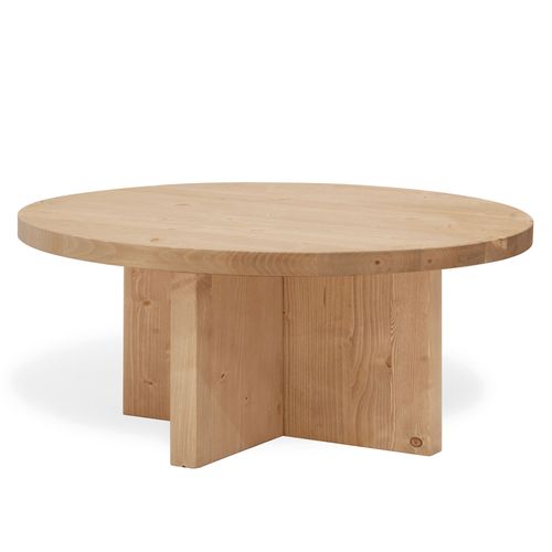 Table Basse Ronde En Bois De Sapin Marron Ø88x32,2cm